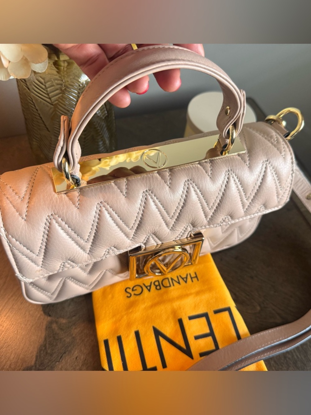 Mario Valentino Quilted Top-Handle Shoulder Bag in Blush Pink - Picture 8 of 11